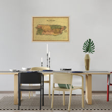 Cargar imagen en el visor de la galería, Digitally Restored and Enhanced 1886 Puerto Rico Map Poster - 17x25 Inch Black Framed Vintage Map of Puerto Rico Wall Art - Old Mapa de Puerto Rico - Restored Wall Map of Puerto Rico Poster