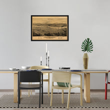 Cargar imagen en el visor de la galería, Digitally Restored and Enhanced 1879 Portland Oregon Map Print - Framed Vintage Portland Map - Old Bird's Eye View of Map of Portland City Wall Art Indexed for Points of Interest