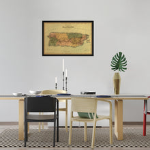 Cargar imagen en el visor de la galería, Digitally Restored and Enhanced 1886 Puerto Rico Map Poster - 17x25 Inch Black Framed Vintage Map of Puerto Rico Wall Art - Old Mapa de Puerto Rico - Restored Wall Map of Puerto Rico Poster