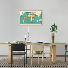 Load image into Gallery viewer, Digitally Restored and Enhanced 1966 World Map Poster - Framed Vintage World Map Wall Art - Old Map of The World - Historic World Wall Map - Peace Corps Poster Around The World