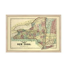 Load image into Gallery viewer, Digitally Restored and Enhanced 1875 New York Map Poster - Framed Vintage Map of New York Wall Art - Old Map of NY - Historic New York Map Print - Plan of the Map of New York State