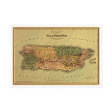Cargar imagen en el visor de la galería, Digitally Restored and Enhanced 1886 Puerto Rico Map Poster - 17x25 Inch Black Framed Vintage Map of Puerto Rico Wall Art - Old Mapa de Puerto Rico - Restored Wall Map of Puerto Rico Poster