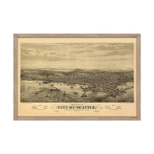 Load image into Gallery viewer, Digitally Restored and Enhanced 1878 Seattle Map Poster - Framed Vintage Map of Seattle Wall Art - Old Seattle Wall Map - Bird's Eye View of Seattle Puget Sound Washington Territory