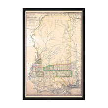 Cargar imagen en el visor de la galería, Digitally Restored and Enhanced 1820 Mississippi State Map - Framed Vintage Wall Map of Mississippi Poster - Old Mississippi Wall Art - Restored Mississippi Map from Surveys