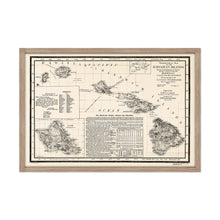 Cargar imagen en el visor de la galería, Digitally Restored and Enhanced - 1893 Hawaiian Islands Map Poster - Framed Vintage Map of Hawaiian Islands Wall Art - Restored Hawaiian Map - Topographical Map of The Hawaiian Islands
