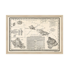 Cargar imagen en el visor de la galería, Digitally Restored and Enhanced - 1893 Hawaiian Islands Map Poster - Framed Vintage Map of Hawaiian Islands Wall Art - Restored Hawaiian Map - Topographical Map of The Hawaiian Islands