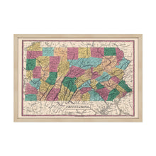 Load image into Gallery viewer, Digitally Restored and Enhanced 1829 Pennsylvania State Map - Framed Vintage Pennsylvania Map Poster - Pennsylvania Wall Art - Historic PA Map Poster - Restored Pennsylvania Map Print
