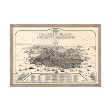 Cargar imagen en el visor de la galería, Digitally Restored and Enhanced 1875 San Francisco Map - Framed Vintage San Francisco City Map Poster - Bird's Eye View Graphic Chart of the City & County of San Francisco Wall Art