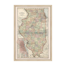 Load image into Gallery viewer, Digitally Restored and Enhanced 1891 Illinois Map Poster - Framed Vintage Map of Illinois Poster - Old Illinois State Map - Historic IL Map - Restored Map of Illinois Wall Art