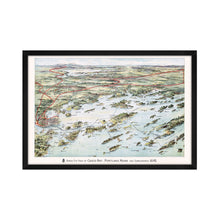 Load image into Gallery viewer, Digitally Restored and Enhanced 1906 Casco Bay Map - Framed Vintage Casco Bay Maine Map - Old Map of Portland Maine - Bird's Eye View of Casco Bay Portland Maine & Surroundings Wall Art Poster