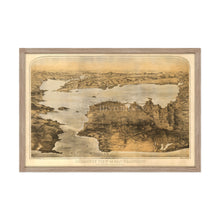 Cargar imagen en el visor de la galería, Digitally Restored and Enhanced 1876 San Francisco Map - Framed Vintage Poster Map of San Francisco Wall Art - Old San Francisco Map Print - Bird's Eye View of San Francisco Poster