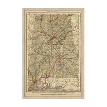 Load image into Gallery viewer, Digitally Restored and Enhanced 1888 Map of Alabama - Framed Vintage Alabama Map - Old Alabama Wall Art - Historic State of Alabama Map Print ​- Restored Wall Map of Alabama Poster