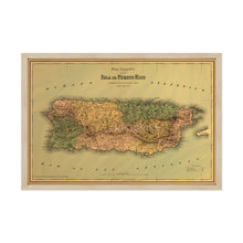 Cargar imagen en el visor de la galería, Digitally Restored and Enhanced 1886 Puerto Rico Map Poster - 17x25 Inch Black Framed Vintage Map of Puerto Rico Wall Art - Old Mapa de Puerto Rico - Restored Wall Map of Puerto Rico Poster