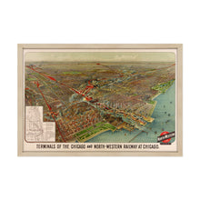 Load image into Gallery viewer, Digitally Restored and Enhanced 1902 Chicago Map Art - Framed Vintage Chicago Map - Old Poster of Chicago Map Print - Terminals of the Chicago & North Western Railway Map Wall Art