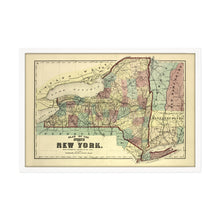 Load image into Gallery viewer, Digitally Restored and Enhanced 1875 New York Map Poster - Framed Vintage Map of New York Wall Art - Old Map of NY - Historic New York Map Print - Plan of the Map of New York State