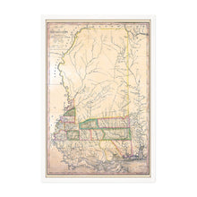 Cargar imagen en el visor de la galería, Digitally Restored and Enhanced 1820 Mississippi State Map - Framed Vintage Wall Map of Mississippi Poster - Old Mississippi Wall Art - Restored Mississippi Map from Surveys