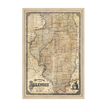 Cargar imagen en el visor de la galería, Digitally Restored and Enhanced 1861 Illinois State Map - Framed Vintage Map of Illinois Wall Art - Old State of Illinois Map Poster - Sectional Map of the State of Illinois Poster