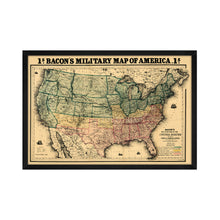 Load image into Gallery viewer, Digitally Restored and Enhanced 1862 USA Map Poster - Framed Vintage Map of USA Wall Art - Old United States Map Print - Restored Bacon's Military Map of the United States of America