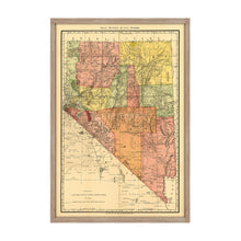 Load image into Gallery viewer, Digitally Restored and Enhanced 1893 Nevada Map Poster - Framed Vintage Map of Nevada Wall Art - Restored Nevada Poster - Old Indexed County & Township Map The of State of Nevada
