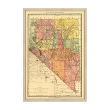 Load image into Gallery viewer, Digitally Restored and Enhanced 1893 Nevada Map Poster - Framed Vintage Map of Nevada Wall Art - Restored Nevada Poster - Old Indexed County & Township Map The of State of Nevada