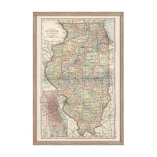 Load image into Gallery viewer, Digitally Restored and Enhanced 1891 Illinois Map Poster - Framed Vintage Map of Illinois Poster - Old Illinois State Map - Historic IL Map - Restored Map of Illinois Wall Art