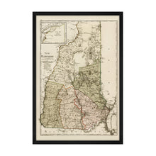 Load image into Gallery viewer, Digitally Restored and Enhanced 1796 New Hampshire Map - Framed Vintage New Hampshire Map - Old Map of New Hampshire - Restored NH Map Art - State Map of New Hampshire Wall Art Poster