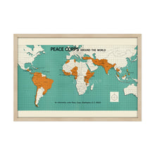 Load image into Gallery viewer, Digitally Restored and Enhanced 1966 World Map Poster - Framed Vintage World Map Wall Art - Old Map of The World - Historic World Wall Map - Peace Corps Poster Around The World
