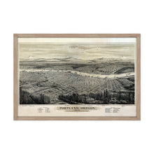Cargar imagen en el visor de la galería, Digitally Restored and Enhanced 1879 Portland Oregon Map - Framed Vintage Oregon Map - Restored Map of Oregon - Old Bird's Eye View Map of Portland Oregon Wall Art Poster Print