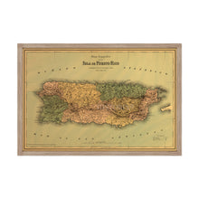 Cargar imagen en el visor de la galería, Digitally Restored and Enhanced 1886 Puerto Rico Map Poster - 17x25 Inch Black Framed Vintage Map of Puerto Rico Wall Art - Old Mapa de Puerto Rico - Restored Wall Map of Puerto Rico Poster
