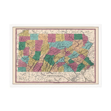 Load image into Gallery viewer, Digitally Restored and Enhanced 1829 Pennsylvania State Map - Framed Vintage Pennsylvania Map Poster - Pennsylvania Wall Art - Historic PA Map Poster - Restored Pennsylvania Map Print