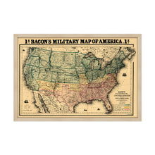 Load image into Gallery viewer, Digitally Restored and Enhanced 1862 USA Map Poster - Framed Vintage Map of USA Wall Art - Old United States Map Print - Restored Bacon's Military Map of the United States of America