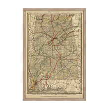 Load image into Gallery viewer, Digitally Restored and Enhanced 1888 Map of Alabama - Framed Vintage Alabama Map - Old Alabama Wall Art - Historic State of Alabama Map Print ​- Restored Wall Map of Alabama Poster