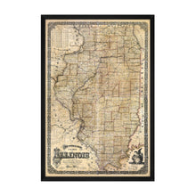Cargar imagen en el visor de la galería, Digitally Restored and Enhanced 1861 Illinois State Map - Framed Vintage Map of Illinois Wall Art - Old State of Illinois Map Poster - Sectional Map of the State of Illinois Poster