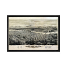 Cargar imagen en el visor de la galería, Digitally Restored and Enhanced 1879 Portland Oregon Map - Framed Vintage Oregon Map - Restored Map of Oregon - Old Bird's Eye View Map of Portland Oregon Wall Art Poster Print