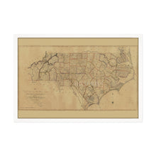 Load image into Gallery viewer, Digitally Restored and Enhanced 1808 State Map of North Carolina - Black Framed Vintage Wall Map of North Carolina - Old NC Map Poster - First Actual Survey of North Carolina Wall Art