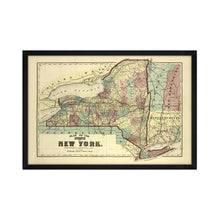 Load image into Gallery viewer, Digitally Restored and Enhanced 1875 New York Map Poster - Framed Vintage Map of New York Wall Art - Old Map of NY - Historic New York Map Print - Plan of the Map of New York State