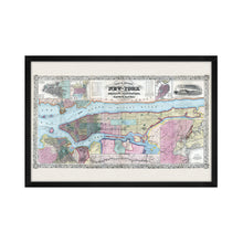 Load image into Gallery viewer, Digitally Restored and Enhanced 1857 Map of New York State Poster -Framed Vintage New York Map Art - Restored Map of NY - Old New York Wall Art - Historic New York State Map Print