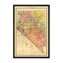 Load image into Gallery viewer, Digitally Restored and Enhanced 1893 Nevada Map Poster - Framed Vintage Map of Nevada Wall Art - Restored Nevada Poster - Old Indexed County & Township Map The of State of Nevada