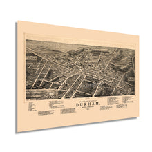 Load image into Gallery viewer, Digitally Restored and Enhanced 1891 Durham North Carolina Map - Old Durham Wall Art - History Map of Durham NC - Bird's Eye View of Durham NC Map Poster