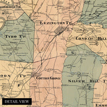 Load image into Gallery viewer, Digitally Restored and Enhanced - 1890 Map of Davidson County North Carolina -Vintage Map Wall Art - Davidson County Map Showing Townships, Sites, Natural Features and Names of Landowners