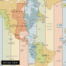 Load image into Gallery viewer, Digitally Restored and Enhanced 2021 Standard Time Zones of the World Map Poster - Map of the World Time Zones Wall Art - Time Zone Map of the World Poster