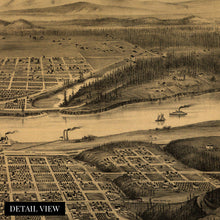 Load image into Gallery viewer, Digitally Restored and Enhanced 1879 Map of Portland Oregon - Vintage Map of Portland Wall Art - Portland Oregon Map Looking East to the Cascade Mountains Portland Map Poster - Portland Map Art