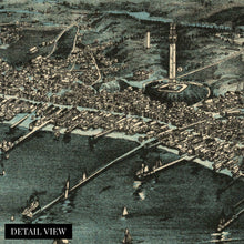 Load image into Gallery viewer, Digitally Restored and Enhanced 1910 Map of Provincetown Massachusetts - Vintage Map Wall Art - Panoramic Birds Eye View of Provincetown Mass. - Provincetown Map - Provincetown Poster
