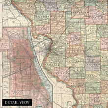 Load image into Gallery viewer, Digitally Restored and Enhanced 1891 Map of Illinois with Closeup of City of Chicago - Vintage Map of Illinois Wall Art - Illinois State Map - Illinois Wall Decor - Map of Illinois Poster