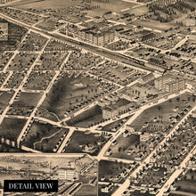 Load image into Gallery viewer, Digitally Restored and Enhanced 1891 Durham North Carolina Map - Old Durham Wall Art - History Map of Durham NC - Bird's Eye View of Durham NC Map Poster
