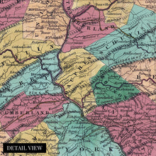 Load image into Gallery viewer, Digitally Restored and Enhanced 1829 Pennsylvania State Map - Vintage Map Pennsylvania Wall Art - Map of Pennsylvania State - PA Wall Art - Map of Pennsylvania State - Old Pennsylvania Map
