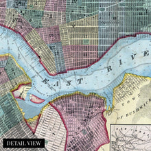 Load image into Gallery viewer, Digitally Restored and Enhanced 1857 New York City and Vicinity Map Art - NYC Vintage Map Wall Art - Map of New York City, Brooklyn, Williamsburg, Jersey City, Philidelphia, Boston - NYC Decor
