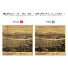 Load image into Gallery viewer, Digitally Restored and Enhanced 1879 Map of Portland Oregon - Vintage Map of Portland Wall Art - Portland Oregon Map Looking East to the Cascade Mountains Portland Map Poster - Portland Map Art