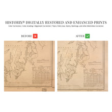 Load image into Gallery viewer, Digitally Restored and Enhanced 1889 Puget Sound Map - Vintage Map of Puget Sound Washington Wall Art - Includes Vintage Nautical Charts and Washington Lighthouses