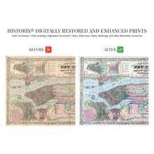 Load image into Gallery viewer, Digitally Restored and Enhanced 1857 New York City and Vicinity Map Art - NYC Vintage Map Wall Art - Map of New York City, Brooklyn, Williamsburg, Jersey City, Philidelphia, Boston - NYC Decor
